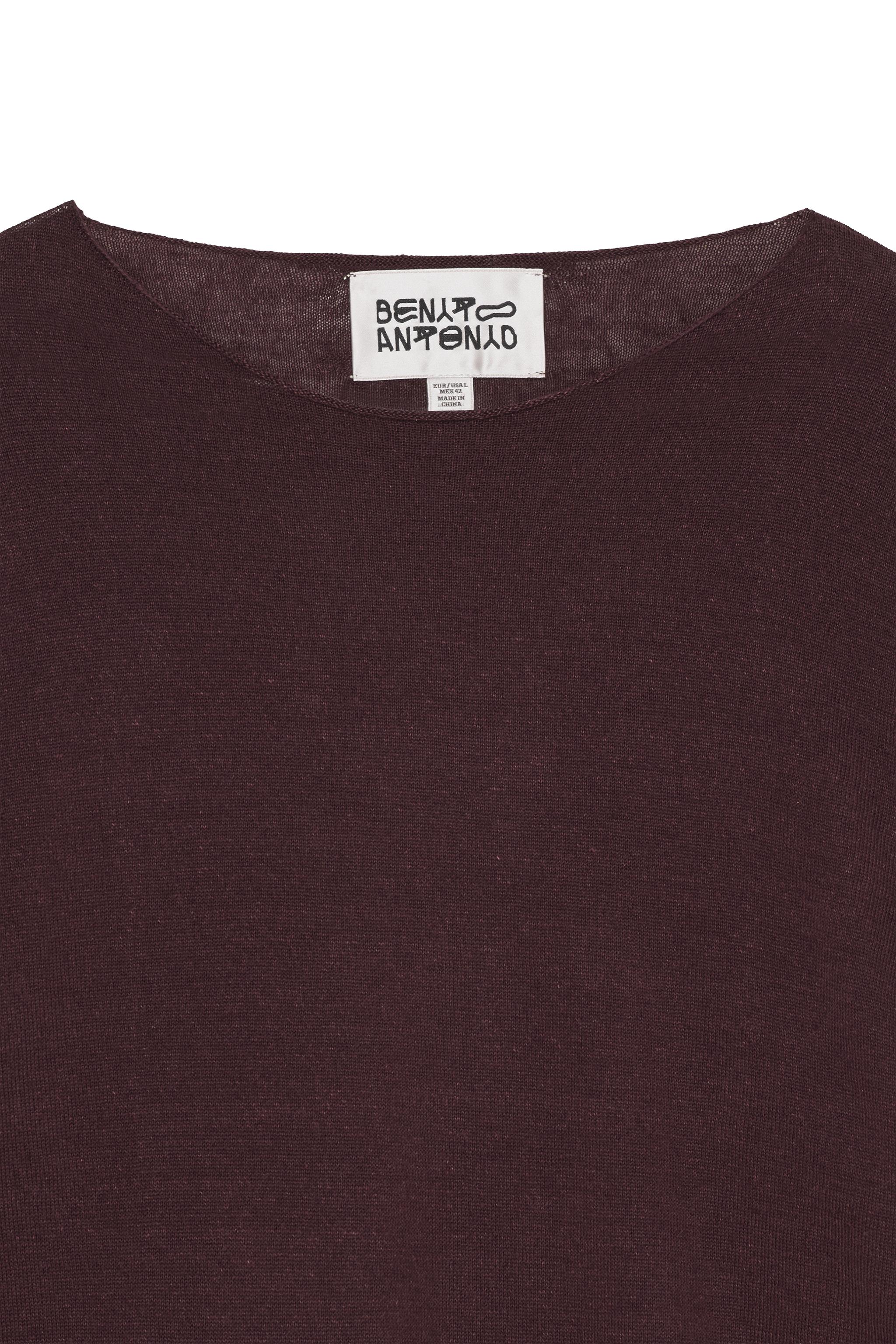 CROPPED FIT LINEN-WOOL BLEND SWEATER